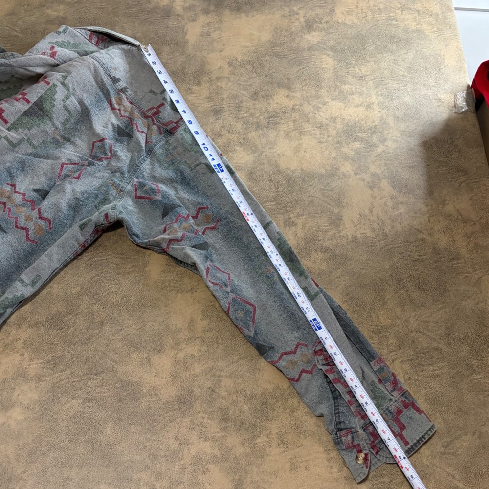 Cabela's Shirt Mens XLT Blue Fade Southwestern Aztec Chamois Flannel Made in USA - Picture 10 of 12